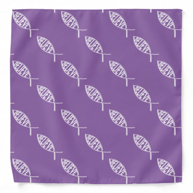 Believe Fish Lavender Bandana (Front)