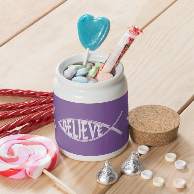 Believe Fish Lavender Candy Jar (In Situ)