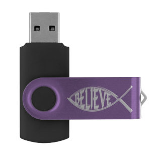 Believe Fish Lavender Flash Drive