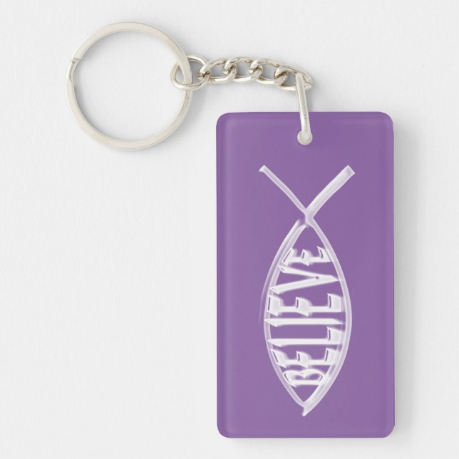 Believe Fish Lavender Keychain (Front)