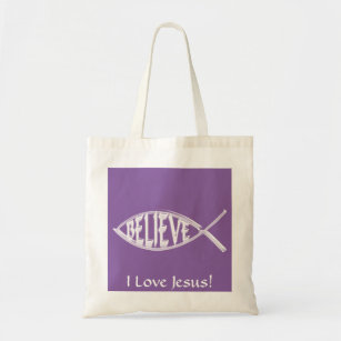 Believe Fish Lavender Tote Bag