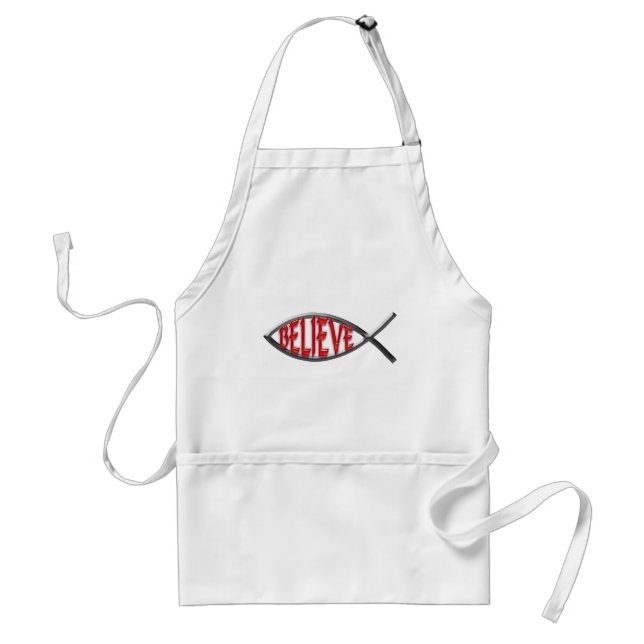 Believe Fish- Red Adult Apron (Front)