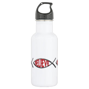 Believe Fish- Red Stainless Steel Water Bottle