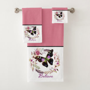 Believe floral wreath bath towel set