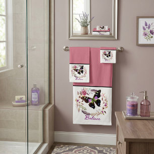 Believe floral wreath bath towel set