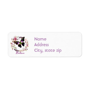 Believe floral wreath label