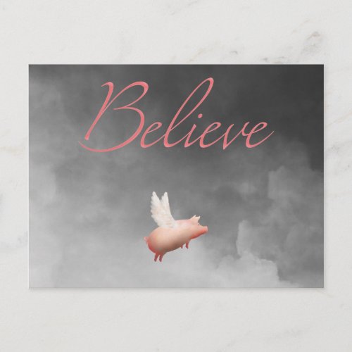 believe_flying pig postcard