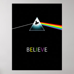 Believe-Flying Pig Prism Design Poster