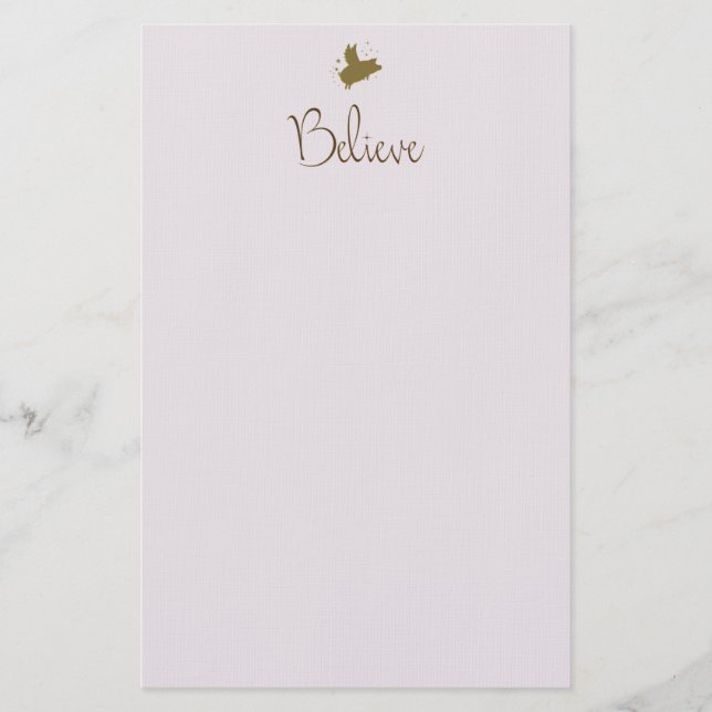 believe-flying pig stationery (Front)