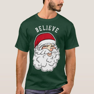 Believe Funny Santa Christmas Tshirt Boy Girl Holi