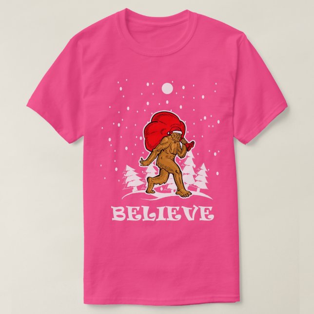 Believe Funny Santa Christmas Tshirt Holiday Gift  (Design Front)