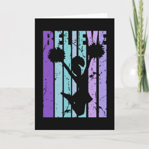 Believe Girls Cheerleader Birthday Retro Card