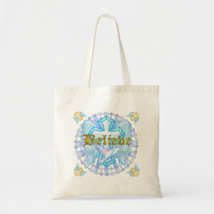 Believe Gold Christian Cross Tote Bag