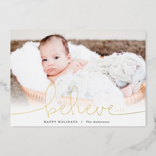 Believe Gold Foil Holiday Card