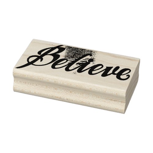 Believe Graphic Art Holiday Wood Art Stamp