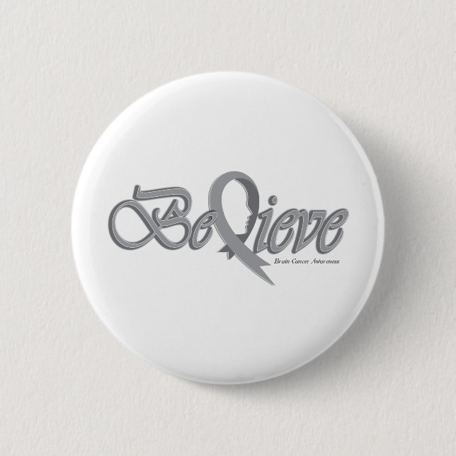Believe Grey Pinback Button (Front)