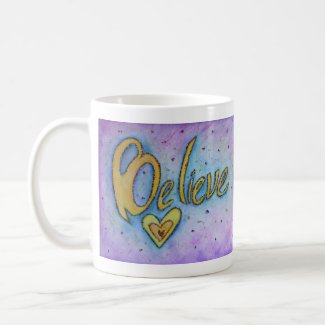 Believe Heart Inspirational Word Art Coffee Cup