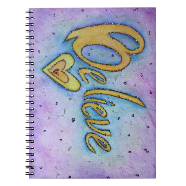 Believe Heart Word Art Journal Notebook  (Front)