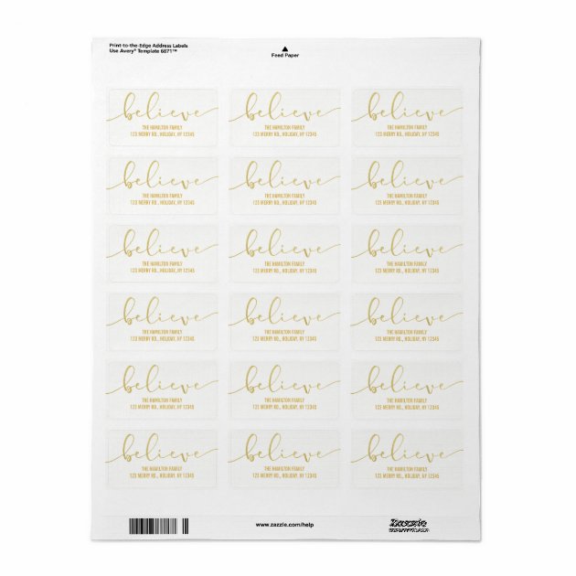 Believe HOLIDAY FAUX GOLD Hand Lettered Script Label