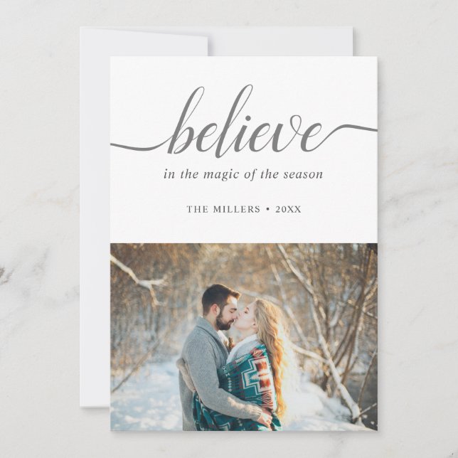 Believe Holiday Handwritten Font White Photo (Front)