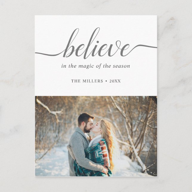 Believe Holiday Handwritten Font White Photo (Front)