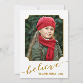 Believe Holiday Photo Card | Gold