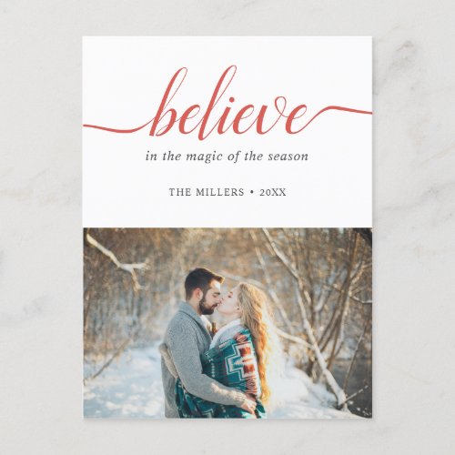 Believe Holiday Red Handwritten Font White Photo