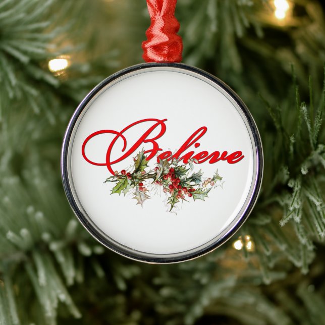 Believe holly metal ornament (Tree)