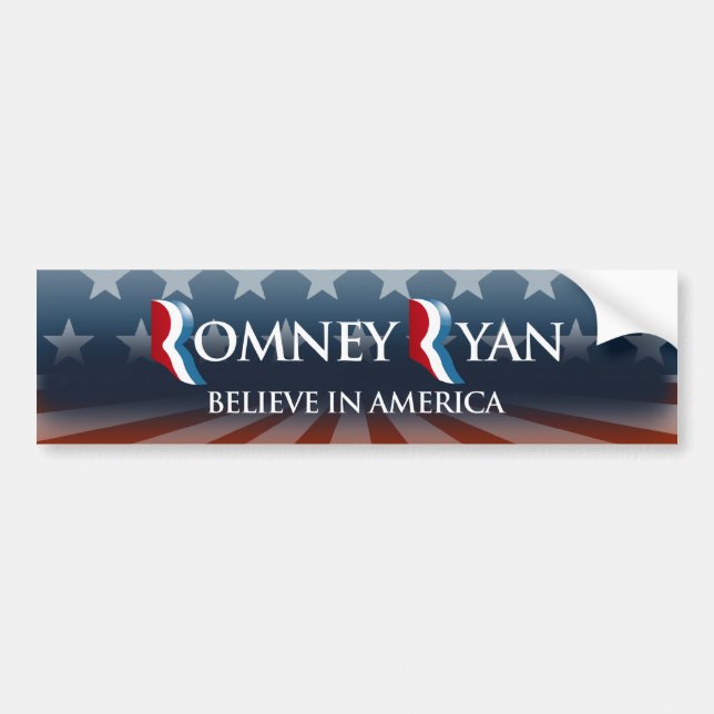 BELIEVE IN AMERICA WITH ROMNEY RYAN -.png Bumper Sticker (Front)