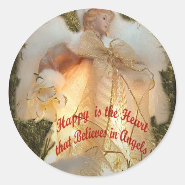 Believe in Angels Classic Round Sticker (Front)