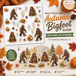 Believe in Bigfoot Autumn Scene Vinyl Sticker