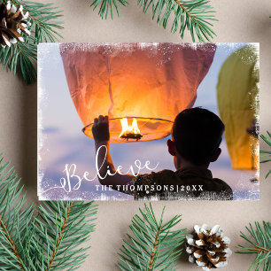 Believe in Christmas Rustic Snow Holiday Photo Card