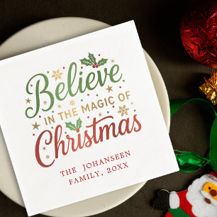 Believe in Christmas Simple Modern Holiday Party Napkins