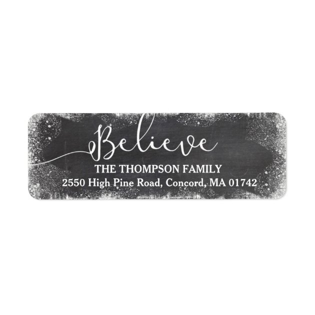 Believe In Christmas Snow Vintage Chalkboard Label