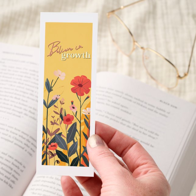 Believe In Growth Motivational Bookmark (Hand)