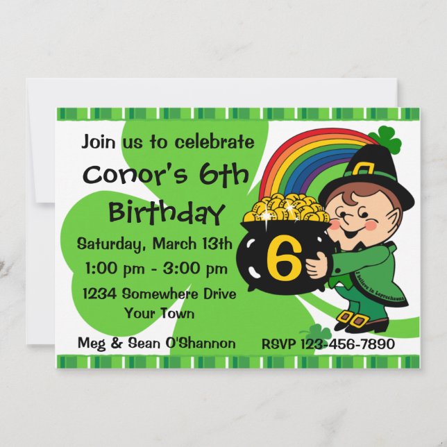Believe In Leprechauns Birthday Party Invitation (Front)