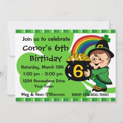 Believe In Leprechauns Birthday Party Invitation
