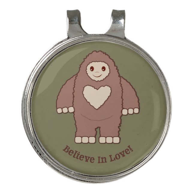 Believe in Love Bigfoot   Golf Hat Clip (Front)