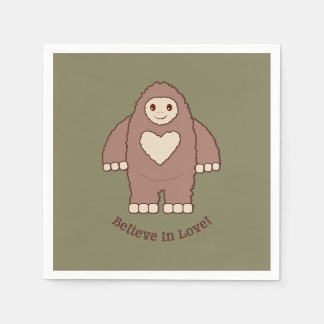Believe in Love Bigfoot Napkins (Front)