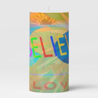 Believe In Love Modern Layered Art Pillar Candle