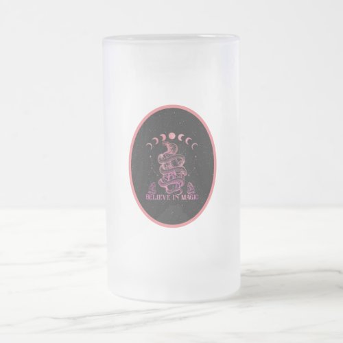 Believe In Magic Celestial Wiccan Art   Frosted Glass Beer Mug