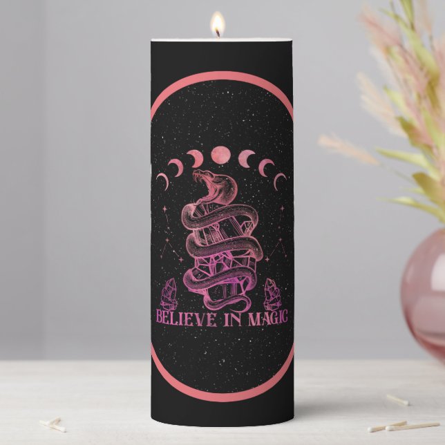 Believe In Magic Celestial Wiccan Art  Pillar Candle (In Situ)