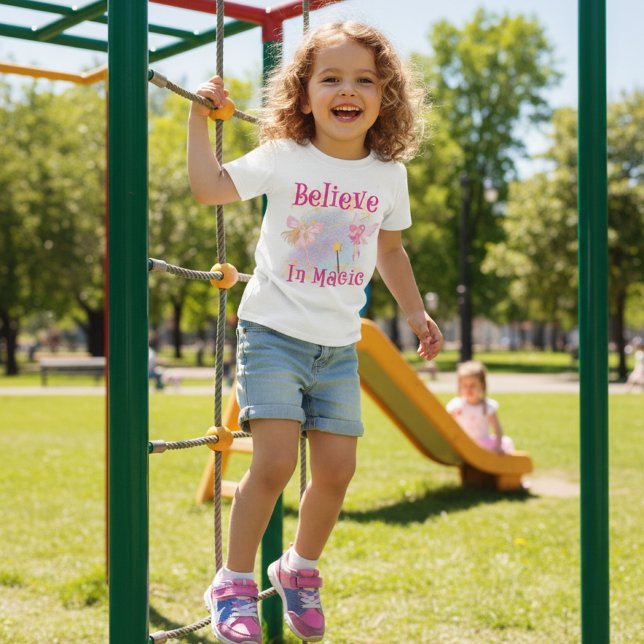 Believe in Magic - Cute Pink Fairies Kids T-Shirt (Creator Uploaded)