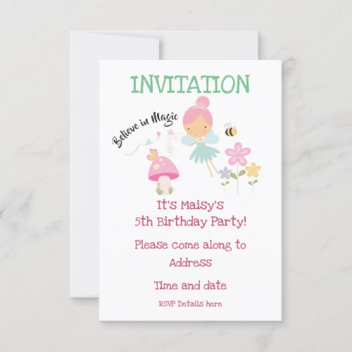 Believe in Magic Fairy Design Birthday Invite