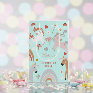 Believe in magic fantasy unicorn kids birthday medium gift bag