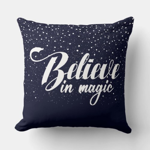 Believe in Magic Midnight Blue Throw Pillow