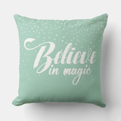 Believe in Magic Mint Green Throw Pillow