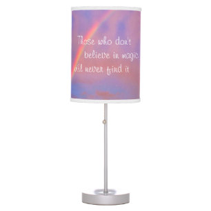 Believe in Magic Quote Rainbow Sunset Photo Table Lamp