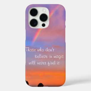 Believe in Magic Quote Script Rainbow Sunset Photo iPhone 16 Pro Case