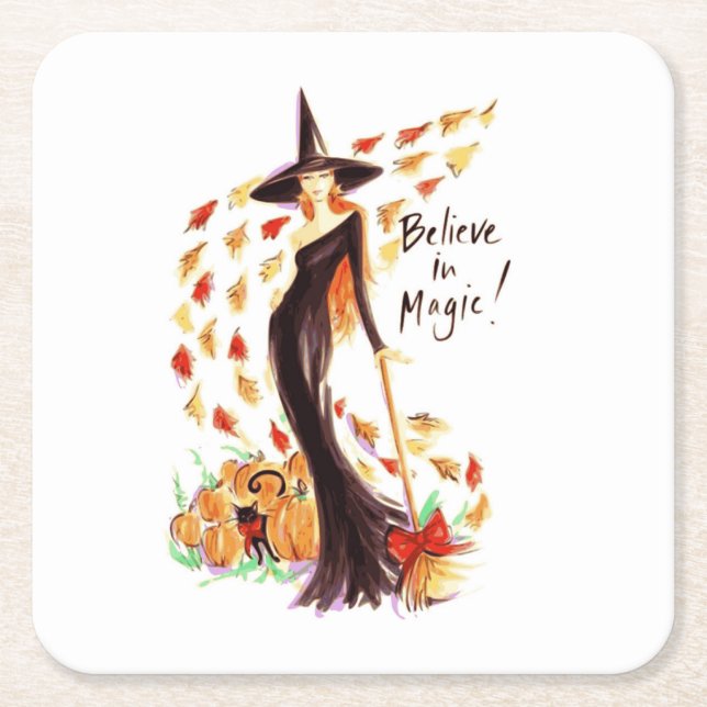 BELIEVE IN MAGIC SQUARE PAPER COASTER (Front)